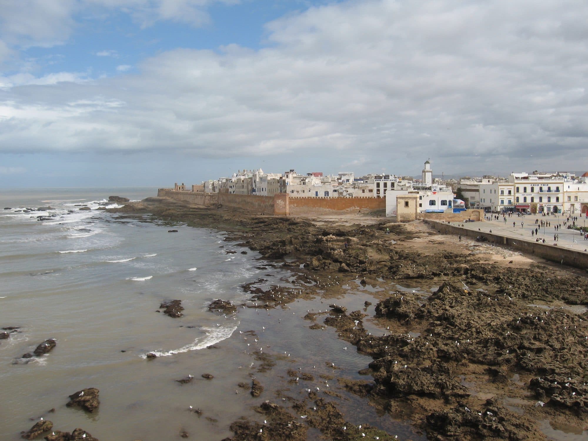 Stone ramparts of Essaouira on the Atlantic coast of Morocco.