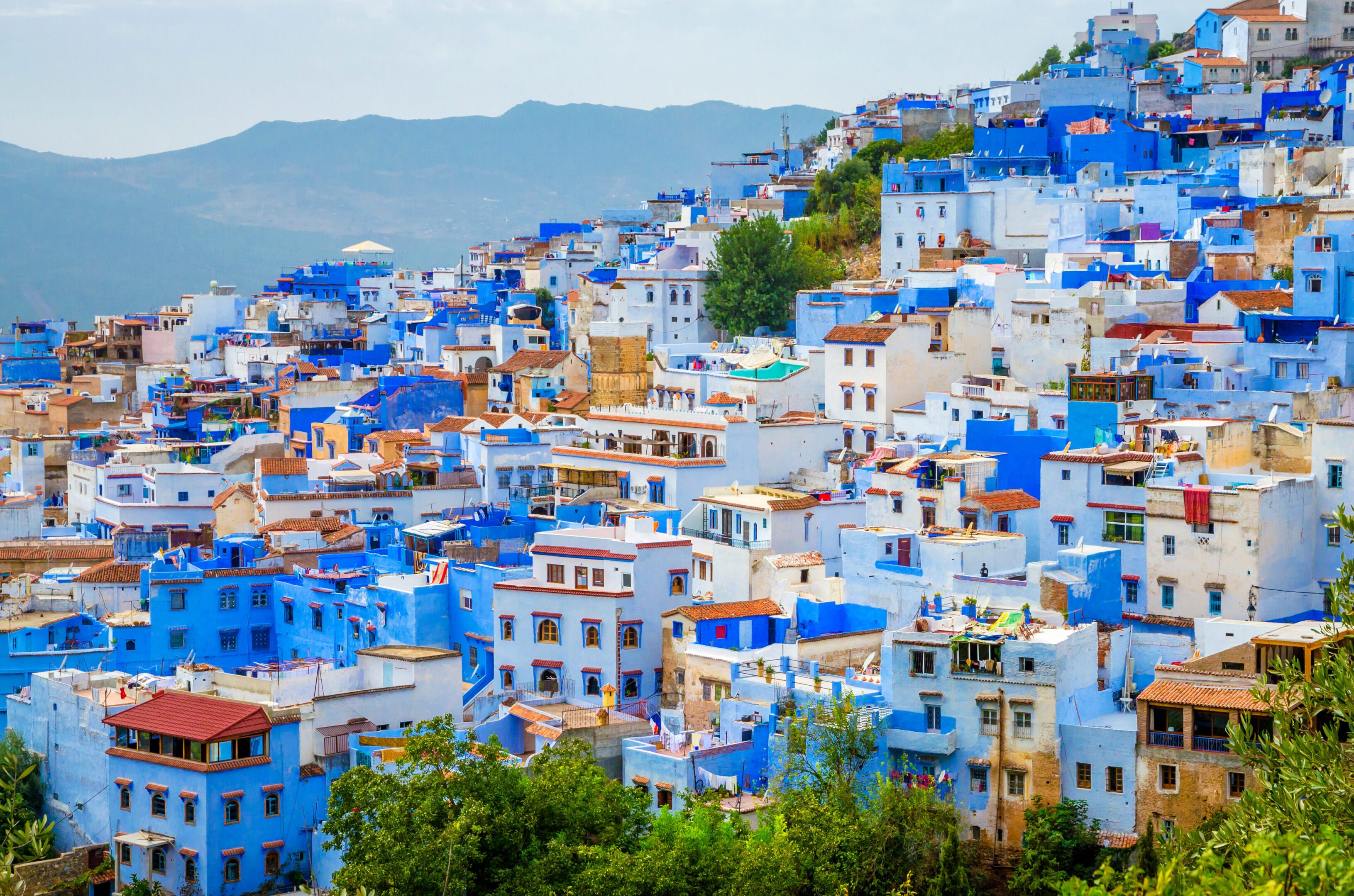 Blue buildings in Chefchaouen, Morocco