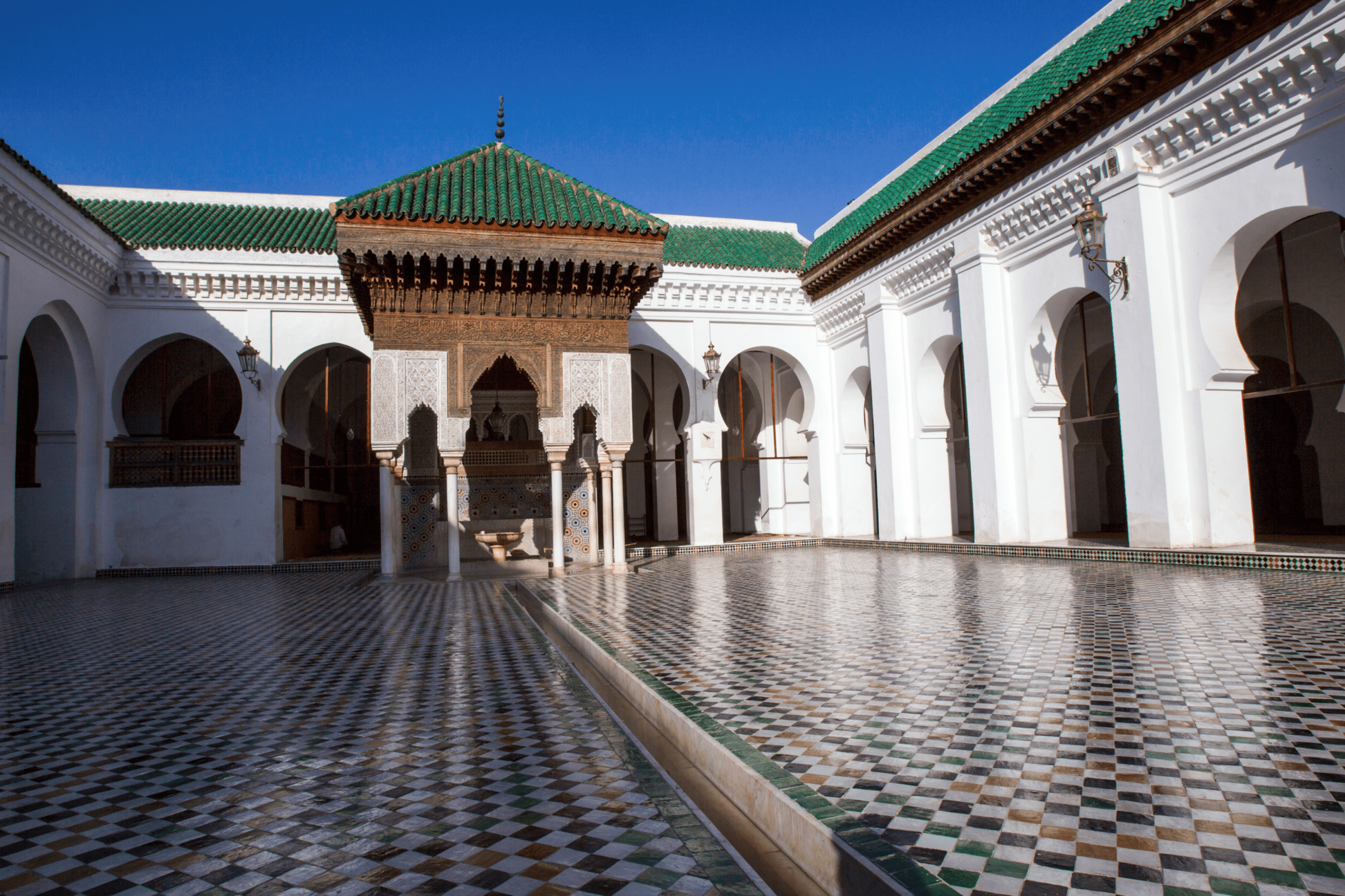 Historic courtyard with mosaic tiles