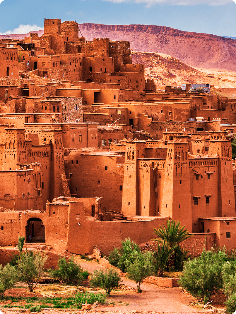 Scenic view of traditional desert village