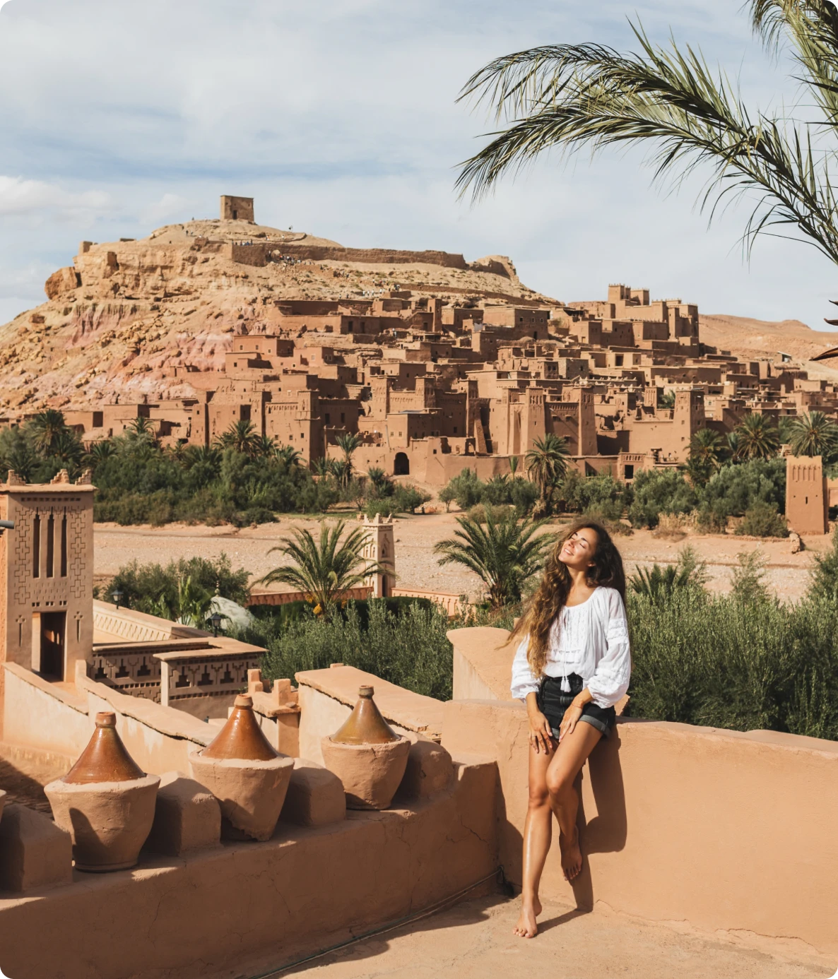 Tourist enjoying view of historical site