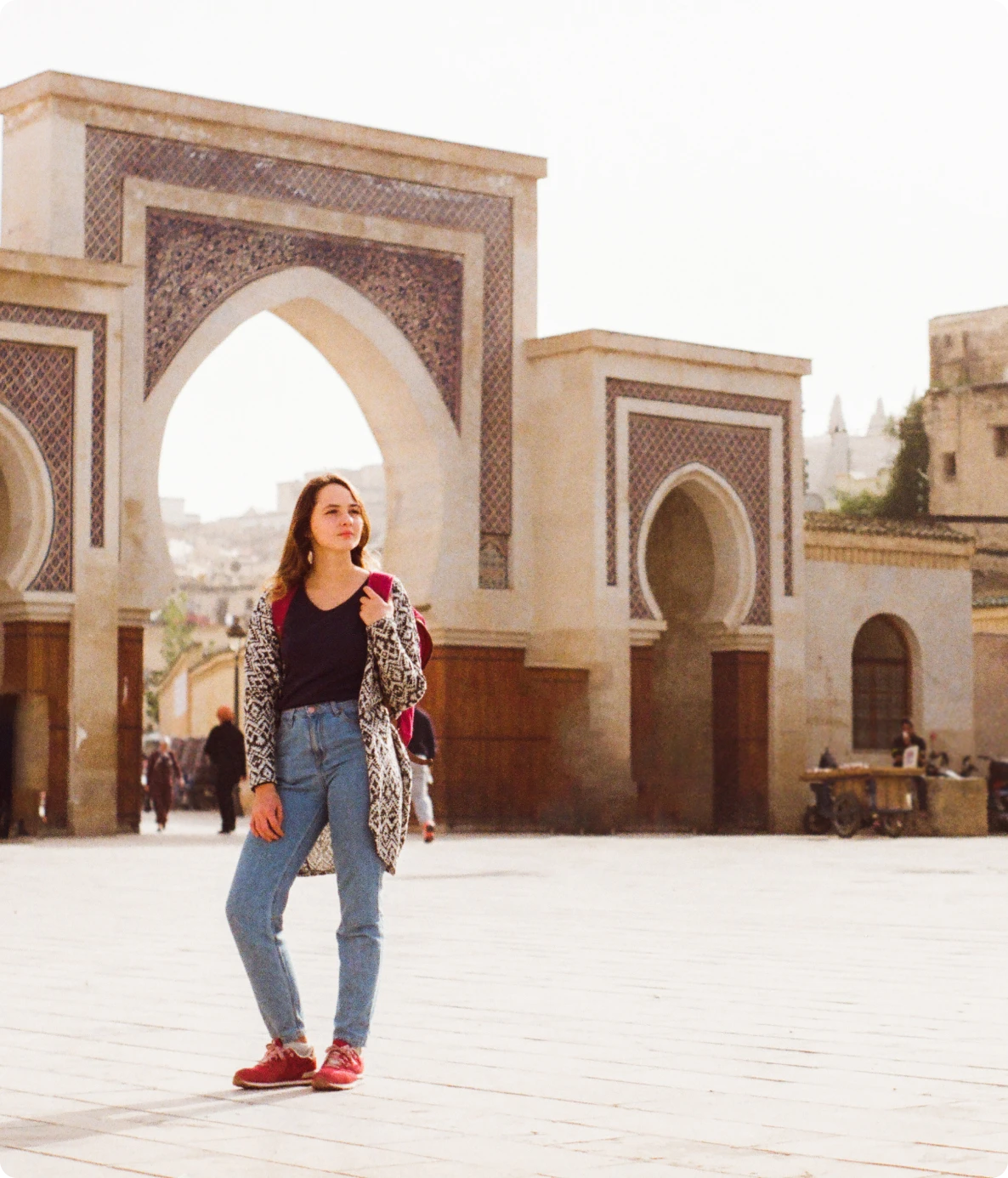 Tourist exploring a cultural landmark