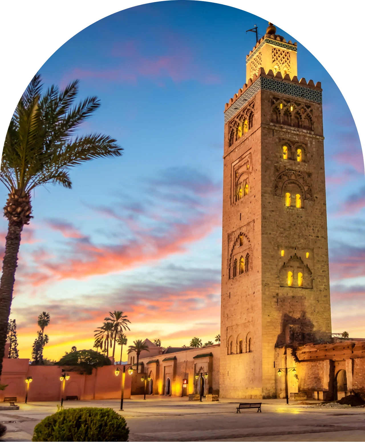Historic tower against colorful sky